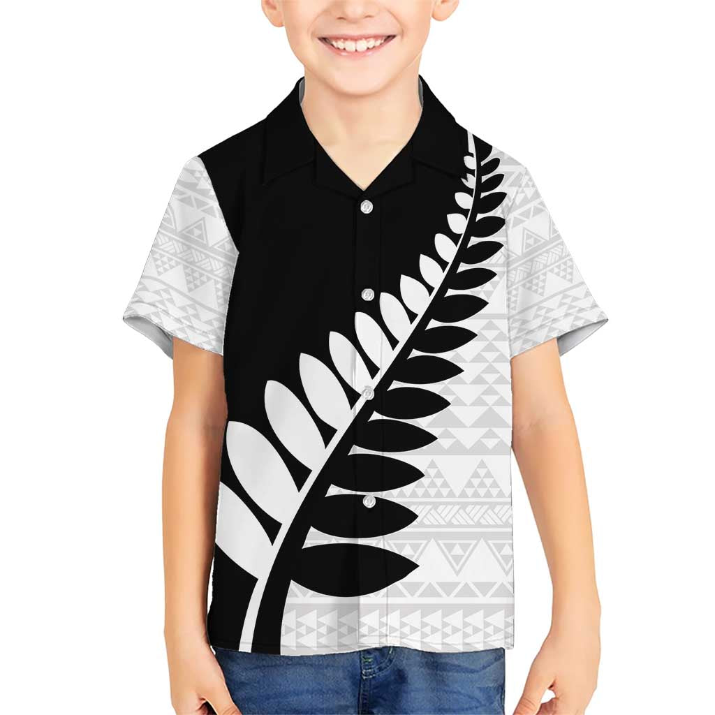 New Zealand Silver Fern Niho Taniwha Family Matching Short Sleeve Bodycon Dress and Hawaiian Shirt