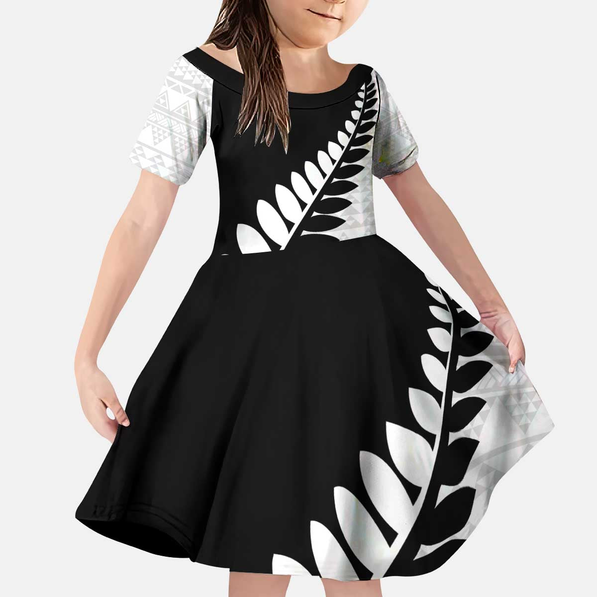 New Zealand Silver Fern Niho Taniwha Kid Short Sleeve Dress