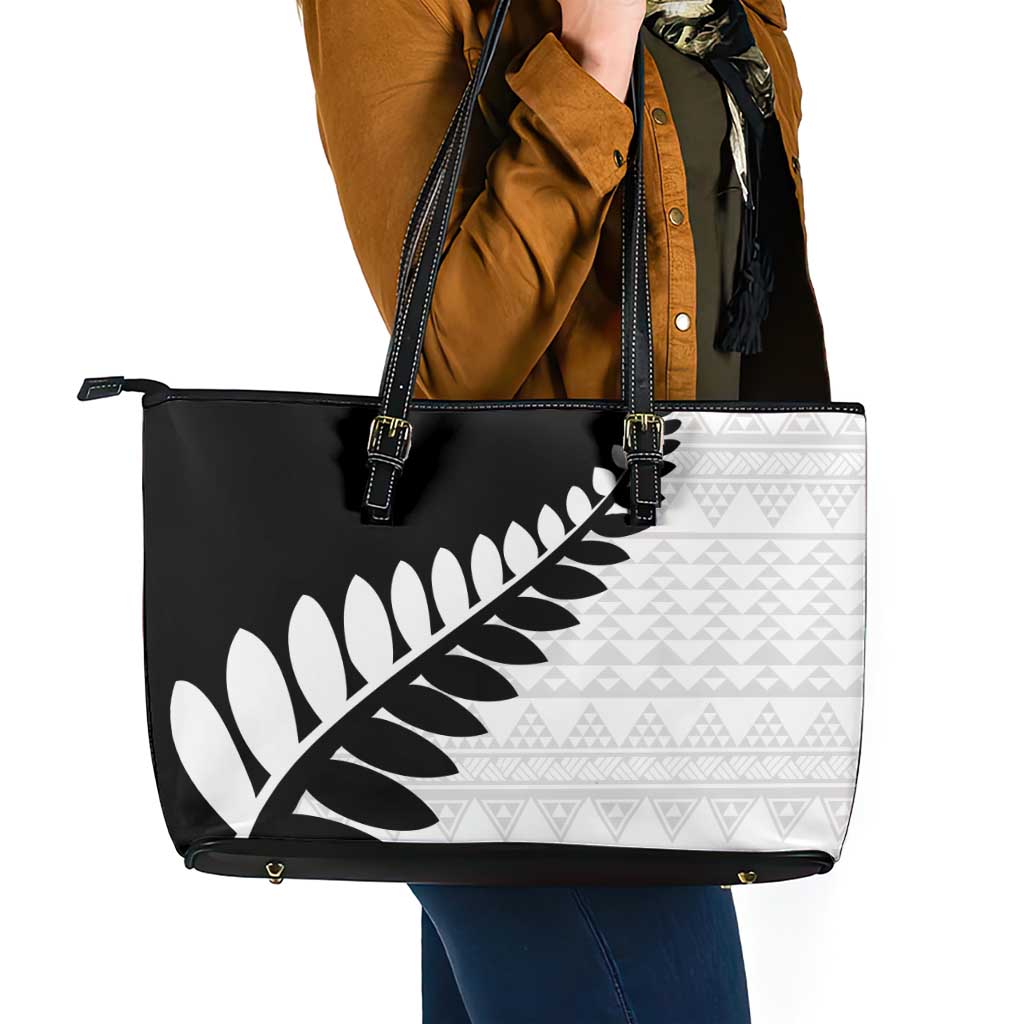New Zealand Silver Fern Niho Taniwha Leather Tote Bag LT9 - Polynesian Pride