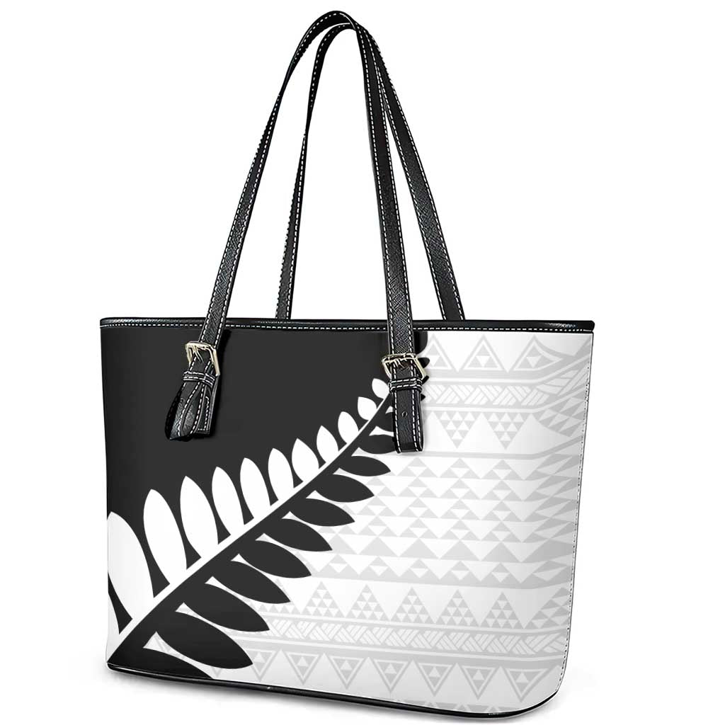 New Zealand Silver Fern Niho Taniwha Leather Tote Bag LT9 - Polynesian Pride