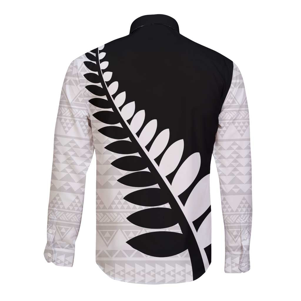 New Zealand Silver Fern Niho Taniwha Long Sleeve Button Shirt LT9 - Polynesian Pride