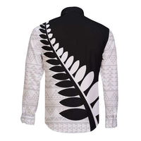 New Zealand Silver Fern Niho Taniwha Long Sleeve Button Shirt LT9 - Polynesian Pride