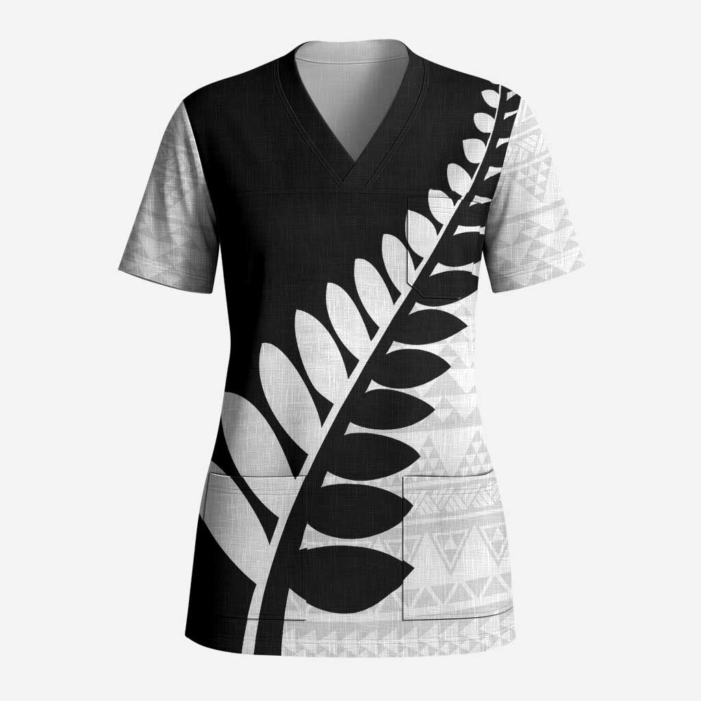 New Zealand Silver Fern Niho Taniwha Scrub Top - Polynesian Pride