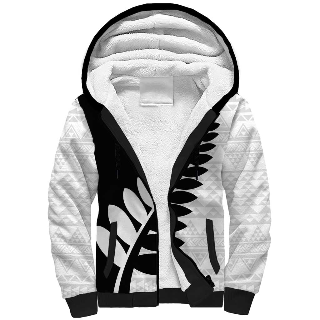 New Zealand Silver Fern Niho Taniwha Sherpa Hoodie LT9 Unisex Black - Polynesian Pride