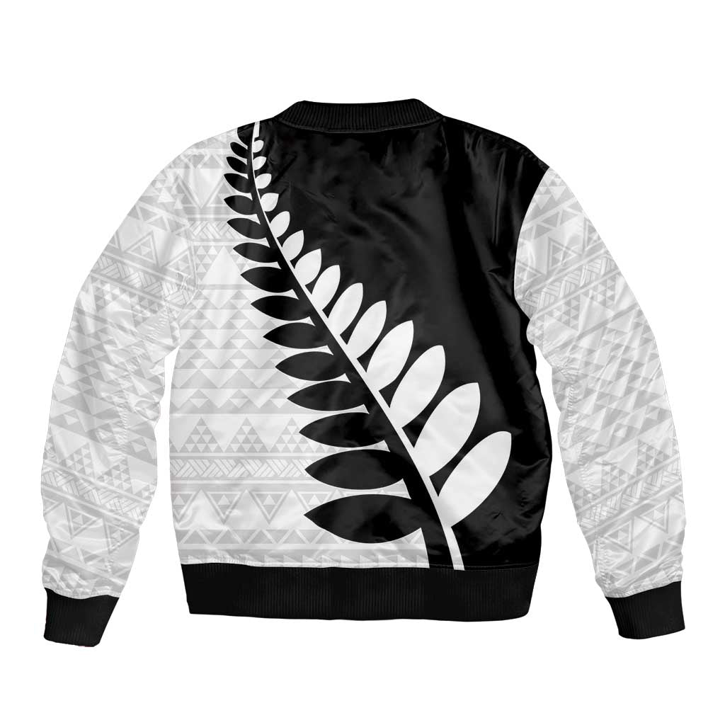 New Zealand Silver Fern Niho Taniwha Sleeve Zip Bomber Jacket