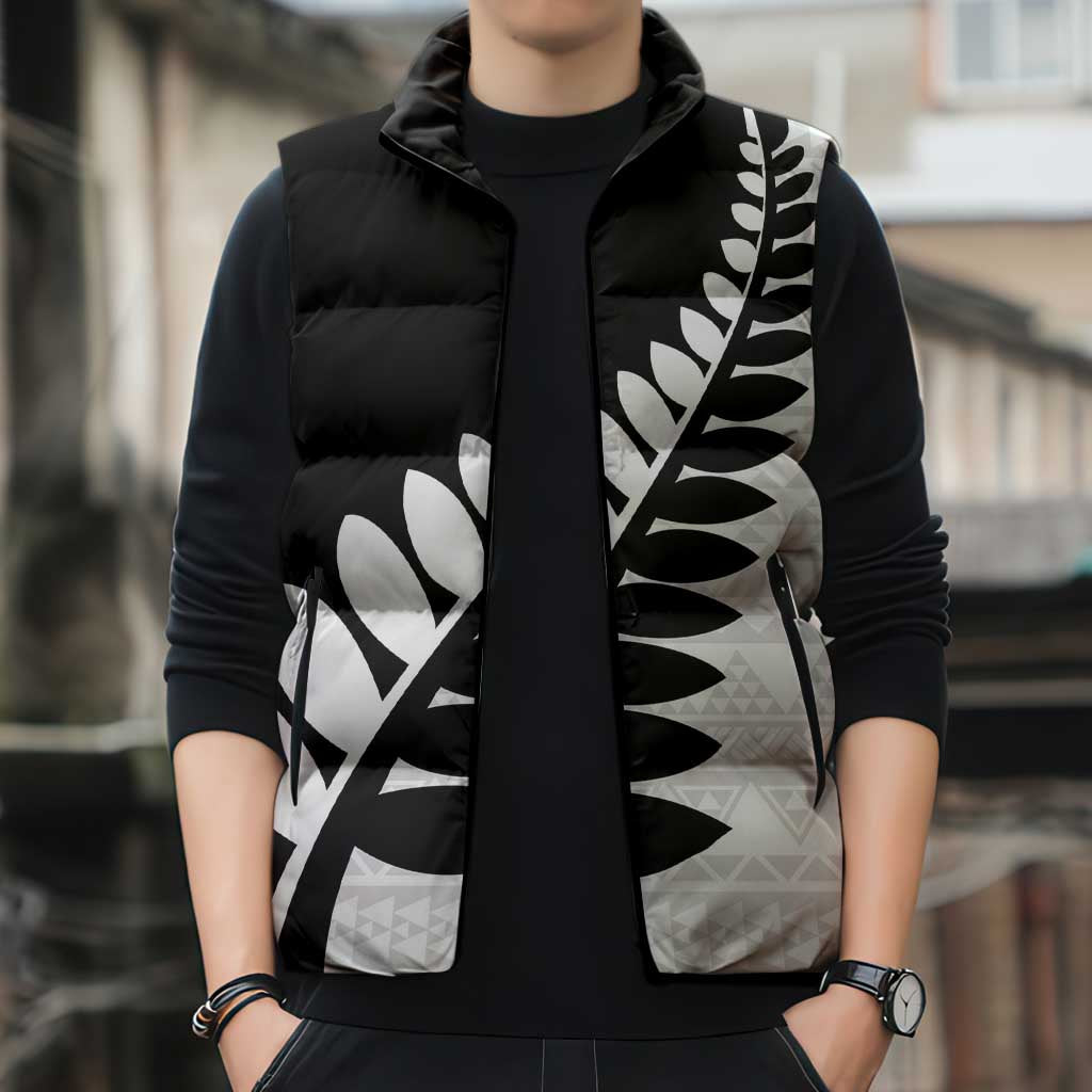 New Zealand Silver Fern Niho Taniwha Sleeveless Puffer Jacket - Polynesian Pride