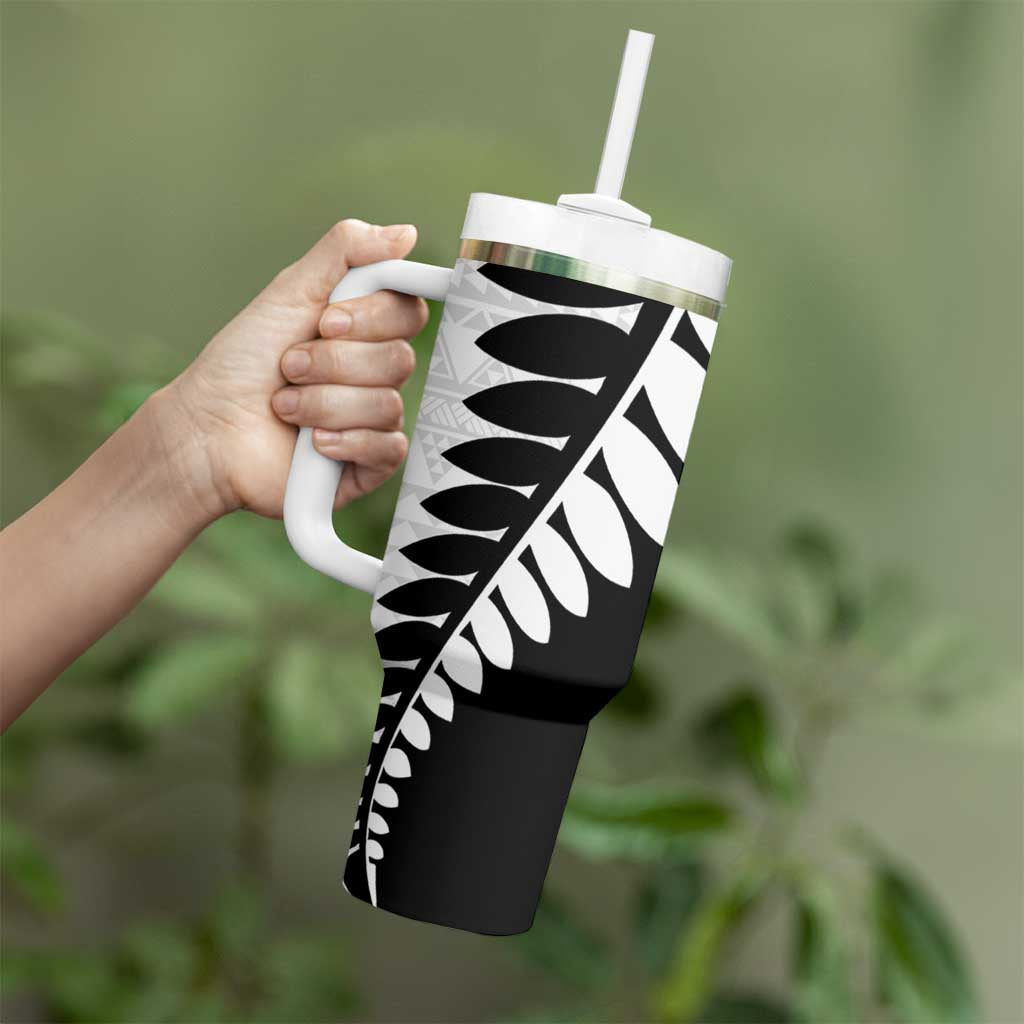 New Zealand Silver Fern Niho Taniwha Tumbler With Handle LT9 - Polynesian Pride