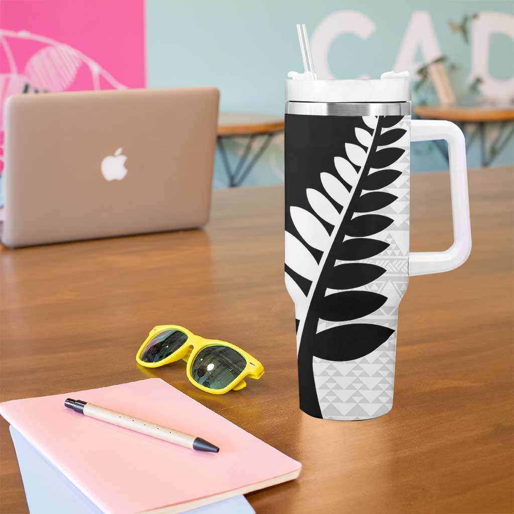 New Zealand Silver Fern Niho Taniwha Tumbler With Handle LT9 - Polynesian Pride