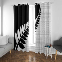 New Zealand Silver Fern Niho Taniwha Window Curtain LT9 With Grommets Black - Polynesian Pride