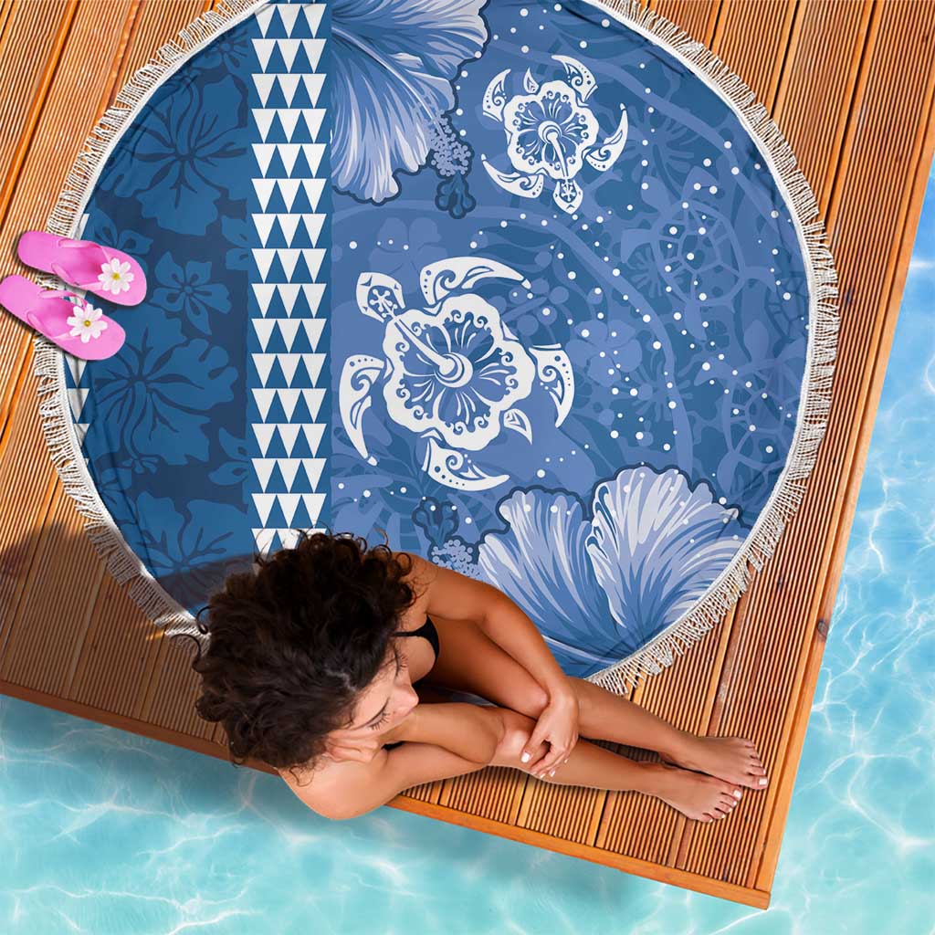 Blue Hibiscus Turle Beach Blanket Hawaiian Style Tribal Tapa Pattern LT9 - Polynesian Pride