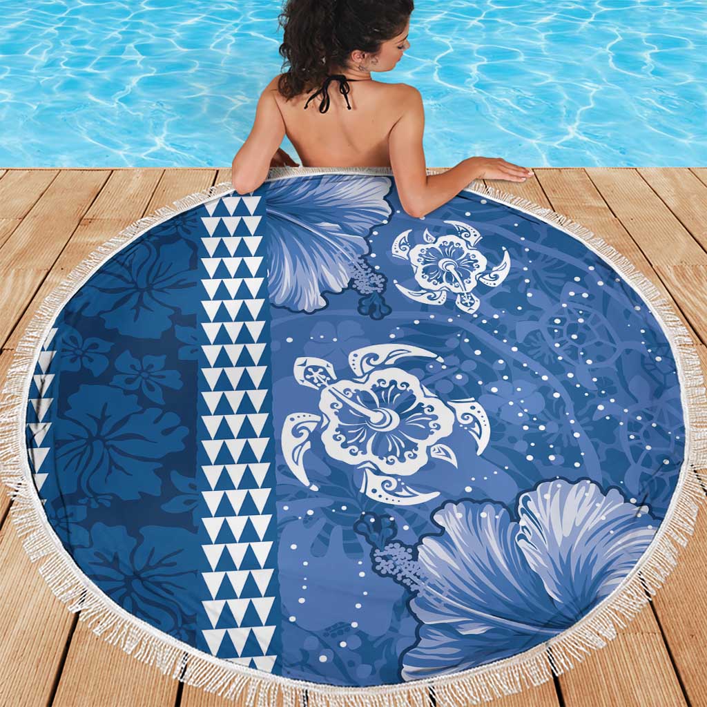 Blue Hibiscus Turle Beach Blanket Hawaiian Style Tribal Tapa Pattern LT9 - Polynesian Pride
