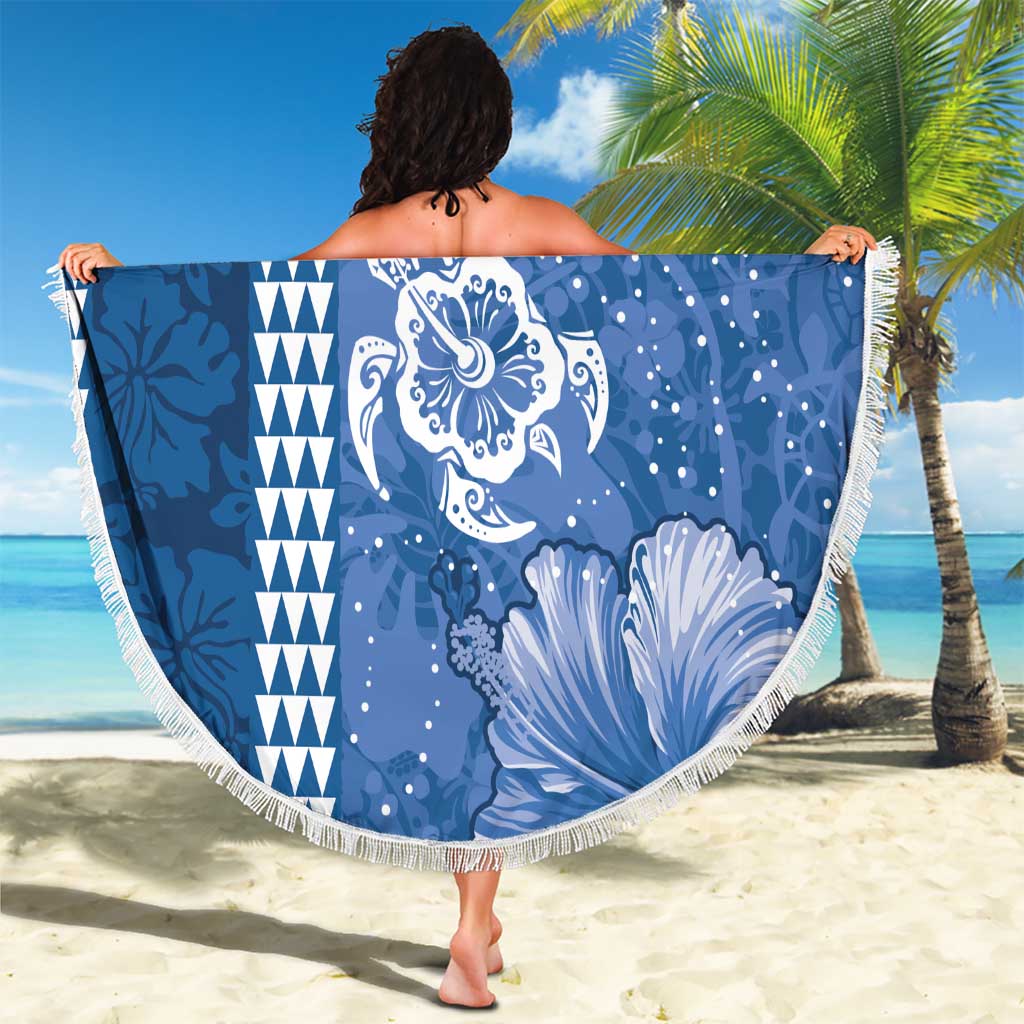 Blue Hibiscus Turle Beach Blanket Hawaiian Style Tribal Tapa Pattern LT9 - Polynesian Pride