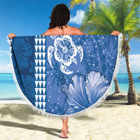 Blue Hibiscus Turle Beach Blanket Hawaiian Style Tribal Tapa Pattern LT9 - Polynesian Pride