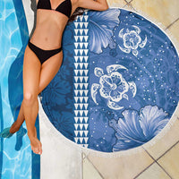 Blue Hibiscus Turle Beach Blanket Hawaiian Style Tribal Tapa Pattern LT9 - Polynesian Pride