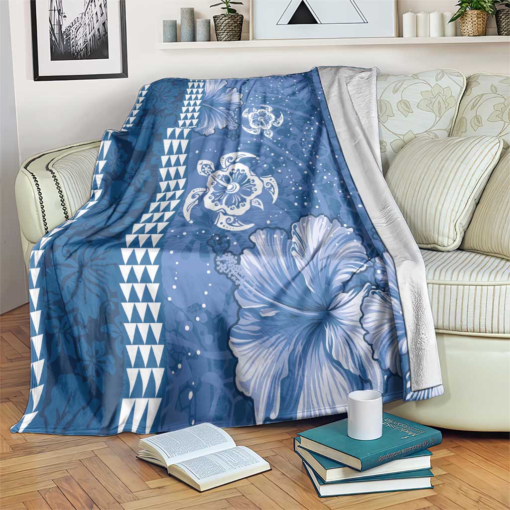 Blue Hibiscus Turle Blanket Hawaiian Style Tribal Tapa Pattern LT9 Blue - Polynesian Pride