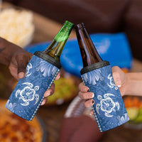 Blue Hibiscus Turle 4 in 1 Can Cooler Tumbler Hawaiian Style Tribal Tapa Pattern