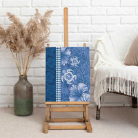 Blue Hibiscus Turle Canvas Wall Art Hawaiian Style Tribal Tapa Pattern LT9 - Polynesian Pride