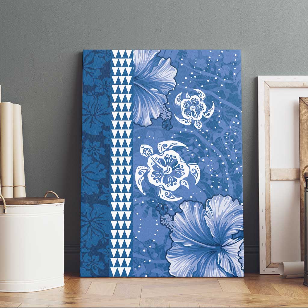 Blue Hibiscus Turle Canvas Wall Art Hawaiian Style Tribal Tapa Pattern LT9 - Polynesian Pride