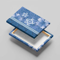 Blue Hibiscus Turle Canvas Wall Art Hawaiian Style Tribal Tapa Pattern LT9 - Polynesian Pride