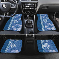 Blue Hibiscus Turle Car Mats Hawaiian Style Tribal Tapa Pattern