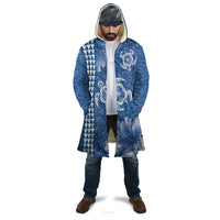 Blue Hibiscus Turle Cloak Hawaiian Style Tribal Tapa Pattern - Polynesian Pride