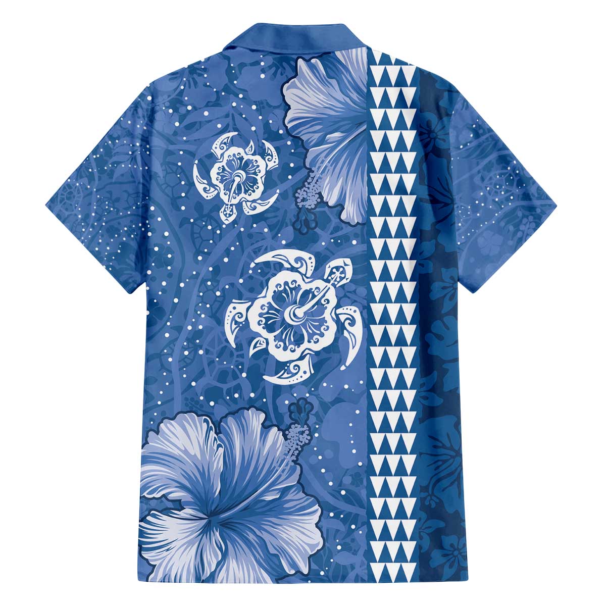 Blue Hibiscus Turle Family Matching Off The Shoulder Long Sleeve Dress and Hawaiian Shirt Hawaiian Style Tribal Tapa Pattern