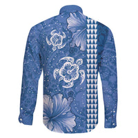 Blue Hibiscus Turle Family Matching Tank Maxi Dress and Hawaiian Shirt Hawaiian Style Tribal Tapa Pattern