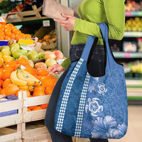 Blue Hibiscus Turle Grocery Bag Hawaiian Style Tribal Tapa Pattern LT9 - Polynesian Pride