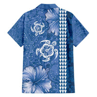 Blue Hibiscus Turle Hawaiian Shirt Hawaiian Style Tribal Tapa Pattern LT9 - Polynesian Pride