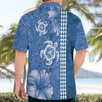 Blue Hibiscus Turle Hawaiian Shirt Hawaiian Style Tribal Tapa Pattern LT9 - Polynesian Pride