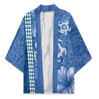 Blue Hibiscus Turle Kimono Hawaiian Style Tribal Tapa Pattern - Polynesian Pride