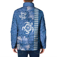 Blue Hibiscus Turle Padded Jacket Hawaiian Style Tribal Tapa Pattern - Polynesian Pride