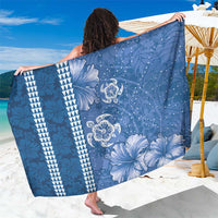 Blue Hibiscus Turle Sarong Hawaiian Style Tribal Tapa Pattern