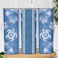 Blue Hibiscus Turle Skinny Tumbler Hawaiian Style Tribal Tapa Pattern