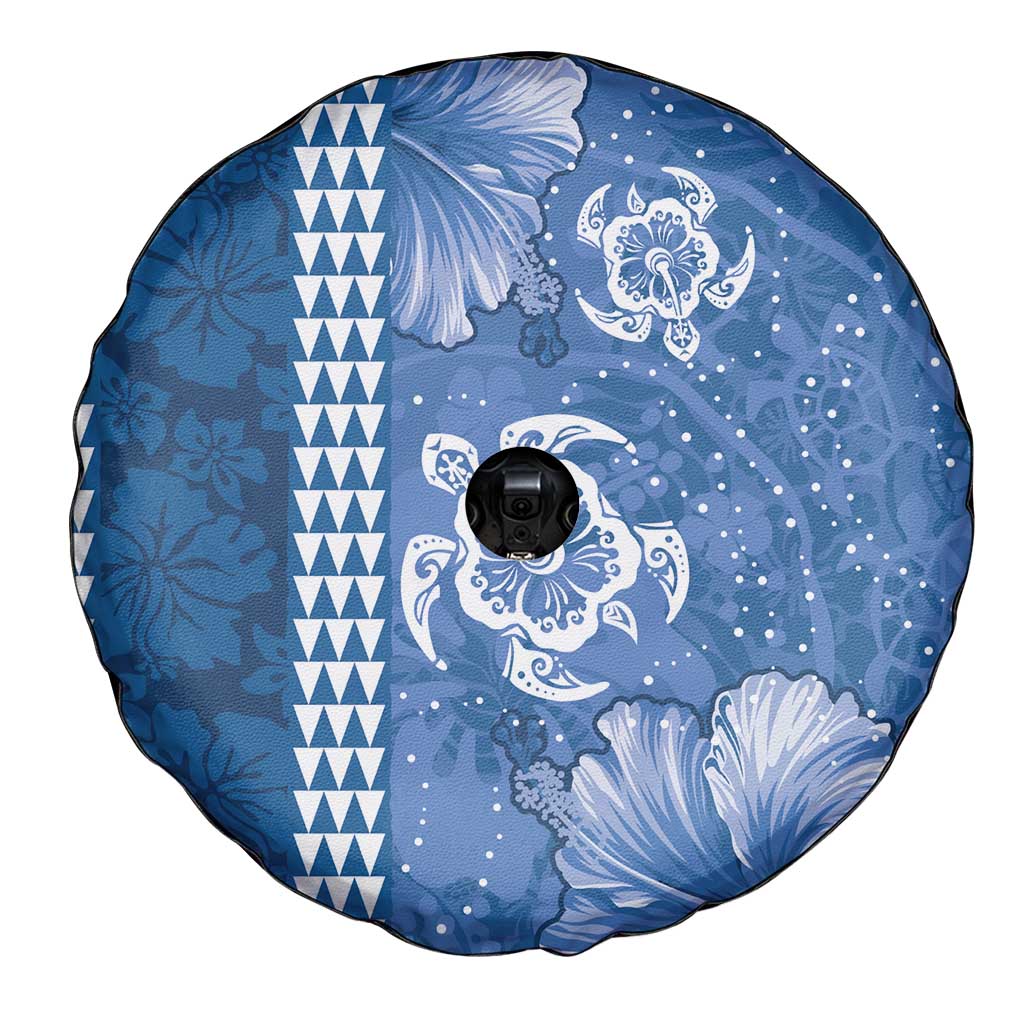 Blue Hibiscus Turle Spare Tire Cover Hawaiian Style Tribal Tapa Pattern