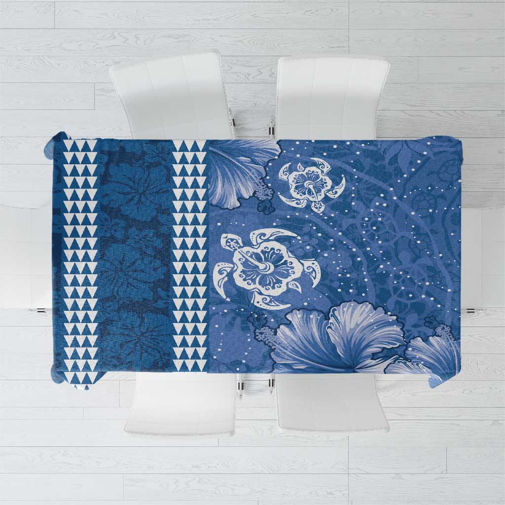 Blue Hibiscus Turle Tablecloth Hawaiian Style Tribal Tapa Pattern LT9 Blue - Polynesian Pride