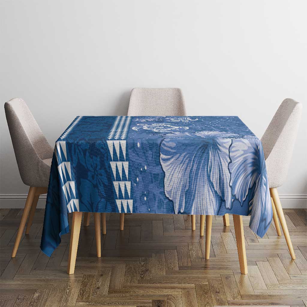 Blue Hibiscus Turle Tablecloth Hawaiian Style Tribal Tapa Pattern LT9 - Polynesian Pride
