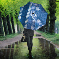 Blue Hibiscus Turle Umbrella Hawaiian Style Tribal Tapa Pattern - Polynesian Pride