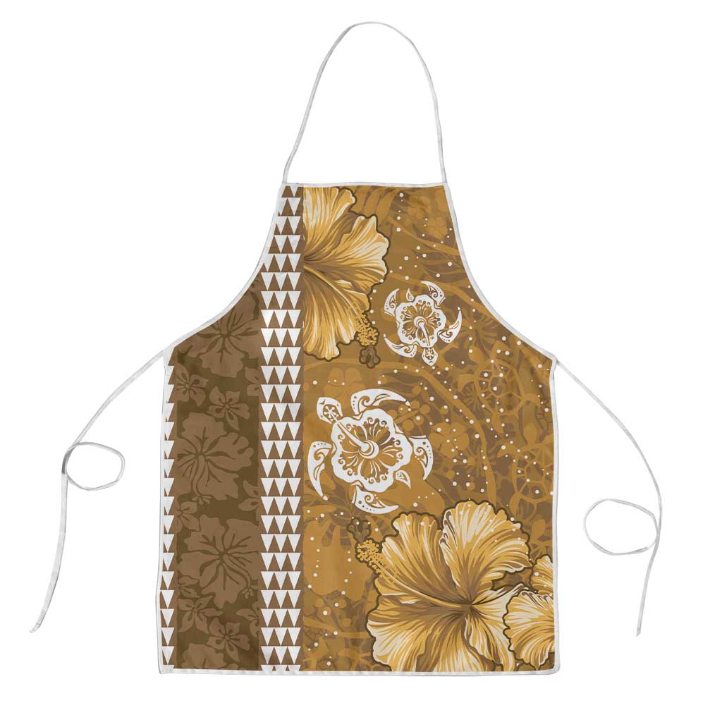 Gold Hibiscus Turle Apron Hawaiian Style Tribal Tapa Pattern - Polynesian Pride