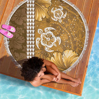 Gold Hibiscus Turle Beach Blanket Hawaiian Style Tribal Tapa Pattern LT9 - Polynesian Pride