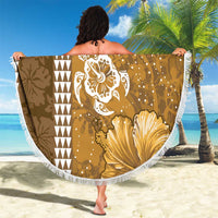 Gold Hibiscus Turle Beach Blanket Hawaiian Style Tribal Tapa Pattern LT9 - Polynesian Pride