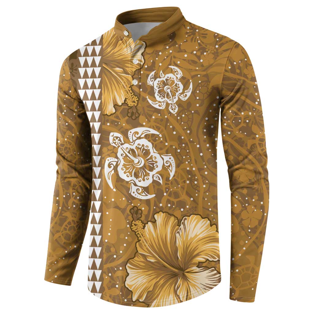 Gold Hibiscus Turle Button Sweatshirt Hawaiian Style Tribal Tapa Pattern LT9 - Polynesian Pride