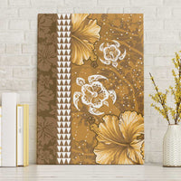 Gold Hibiscus Turle Canvas Wall Art Hawaiian Style Tribal Tapa Pattern LT9 Without Frame Gold - Polynesian Pride