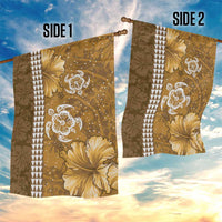 Gold Hibiscus Turle Garden Flag Hawaiian Style Tribal Tapa Pattern