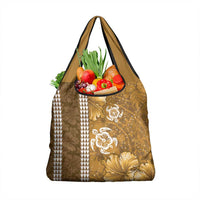 Gold Hibiscus Turle Grocery Bag Hawaiian Style Tribal Tapa Pattern LT9 1-pack One Size Gold - Polynesian Pride