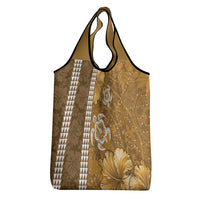 Gold Hibiscus Turle Grocery Bag Hawaiian Style Tribal Tapa Pattern LT9 - Polynesian Pride