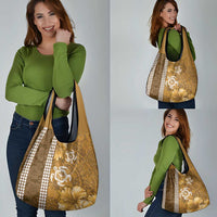 Gold Hibiscus Turle Grocery Bag Hawaiian Style Tribal Tapa Pattern LT9 - Polynesian Pride