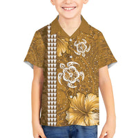 Gold Hibiscus Turle Hawaiian Shirt Hawaiian Style Tribal Tapa Pattern LT9 - Polynesian Pride