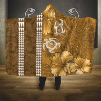Gold Hibiscus Turle Hooded Blanket Hawaiian Style Tribal Tapa Pattern LT9 - Polynesian Pride