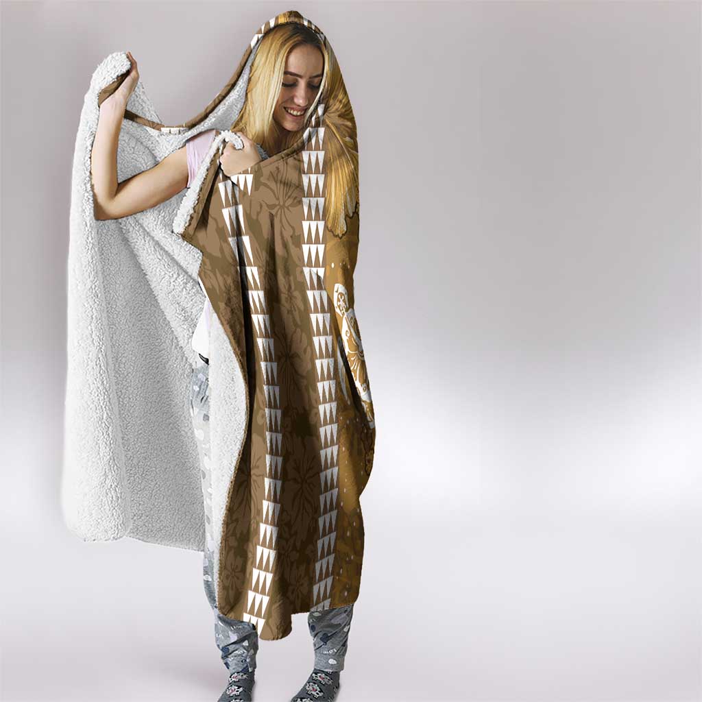 Gold Hibiscus Turle Hooded Blanket Hawaiian Style Tribal Tapa Pattern LT9 - Polynesian Pride